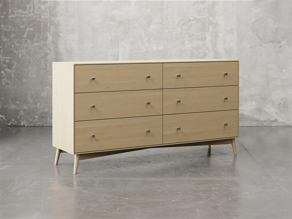 Bellevue dresser angle view in natural brown maple finish.