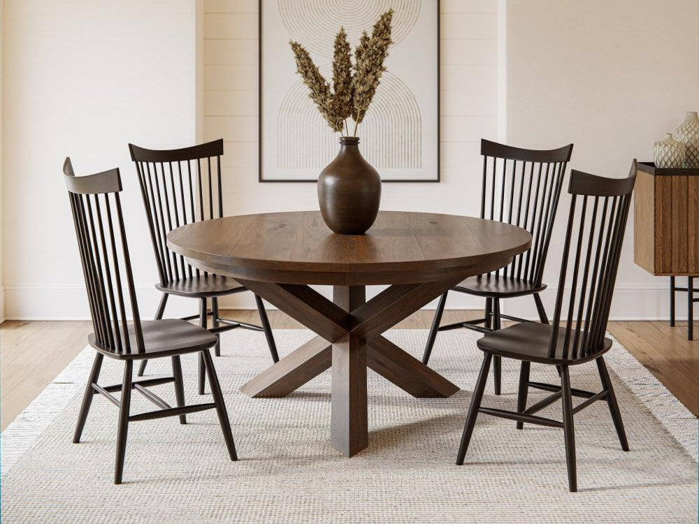 Pittsburgh dining table and Ames side chairs in a room setting.