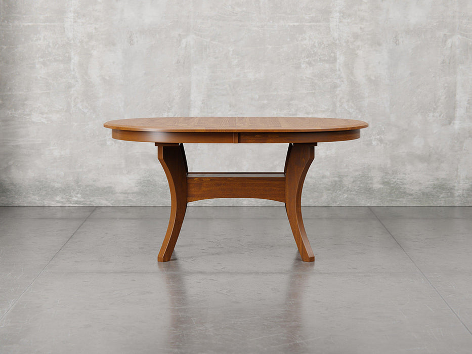 Providence dining table front view in Michael's cherry stain.