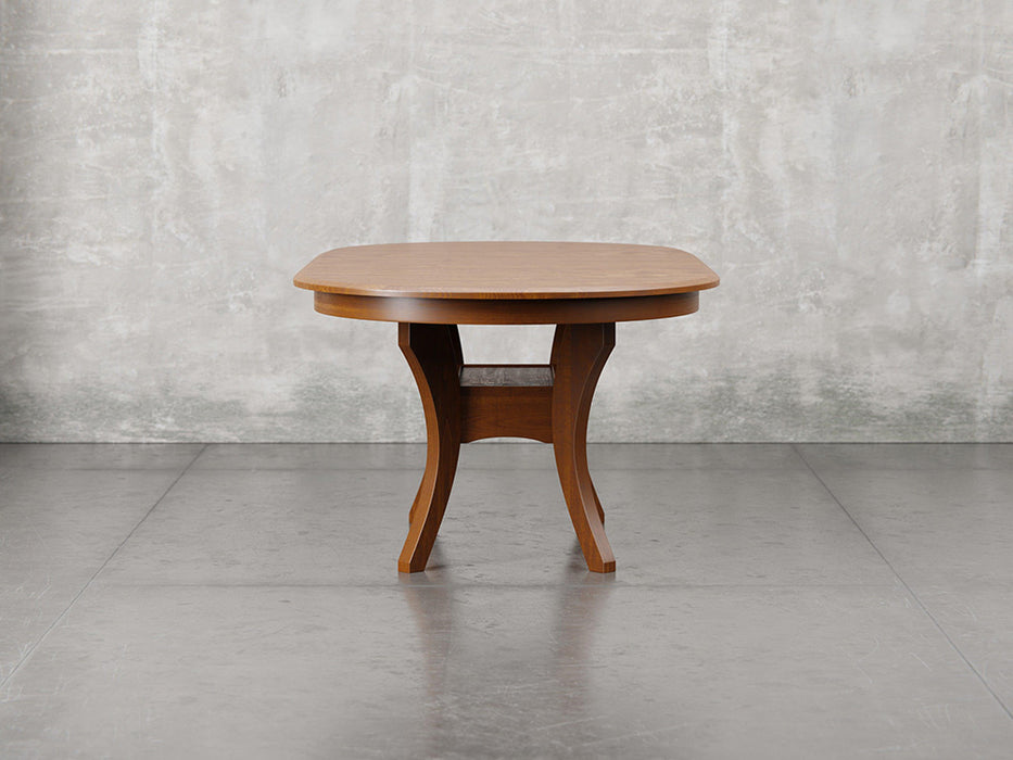 Providence dining table side view in Michael's cherry stain.
