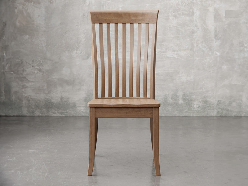 Providence side chair front view in almond stain.