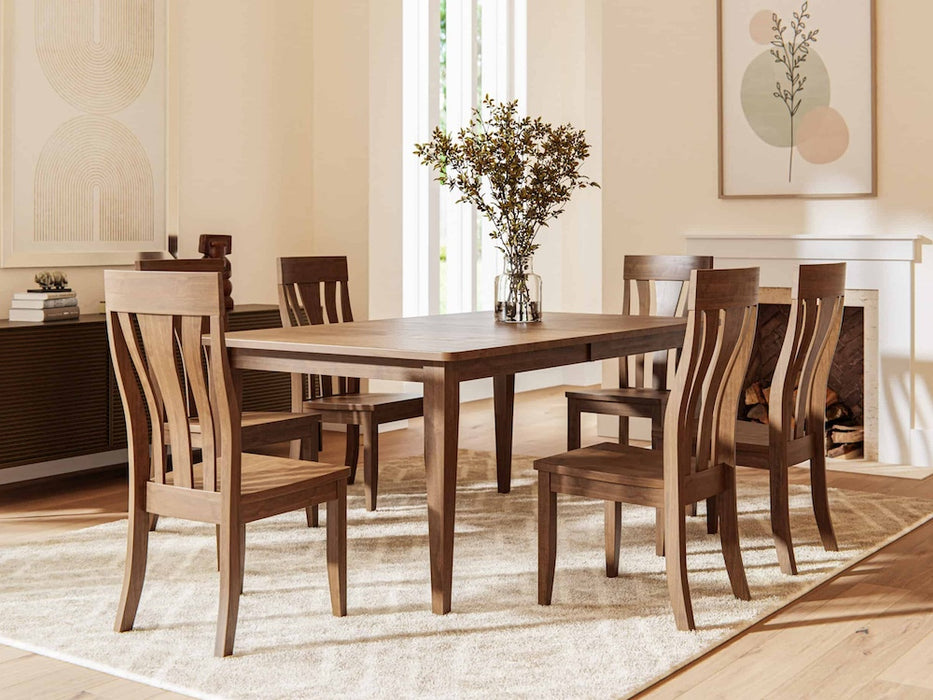 Raleigh shaker leg dining table and side chairs in a room setting.