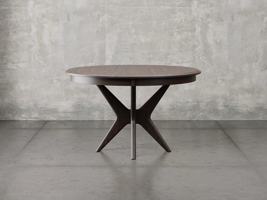 Stamford dining table front view in briar stain.