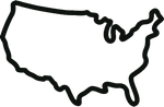 An icon showing an outline of the United States.