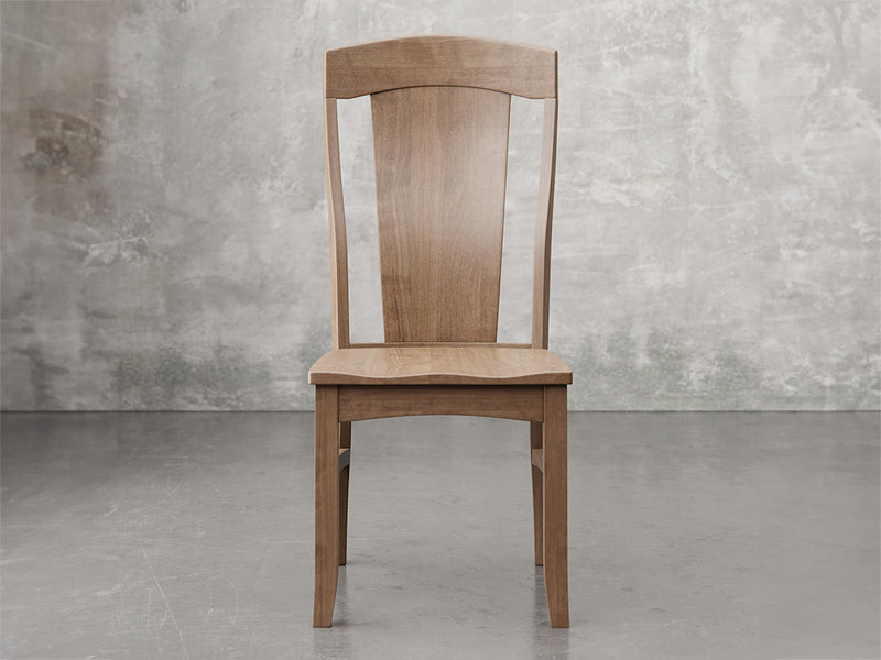 Augusta dining chair front view in almond stain.