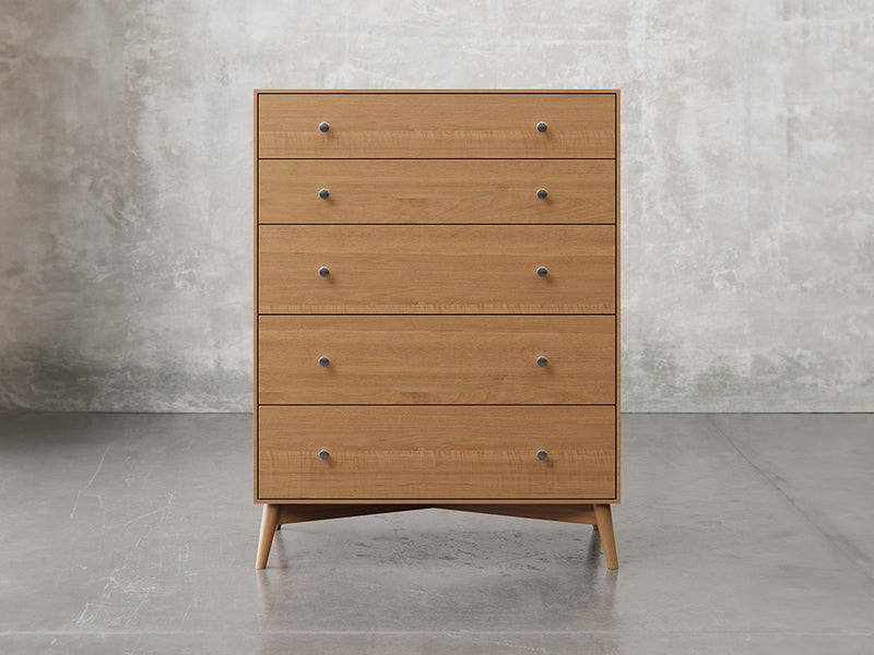 Bellevue chest front view in sealy stain.