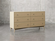 Bellevue dresser angle view in natural brown maple finish.