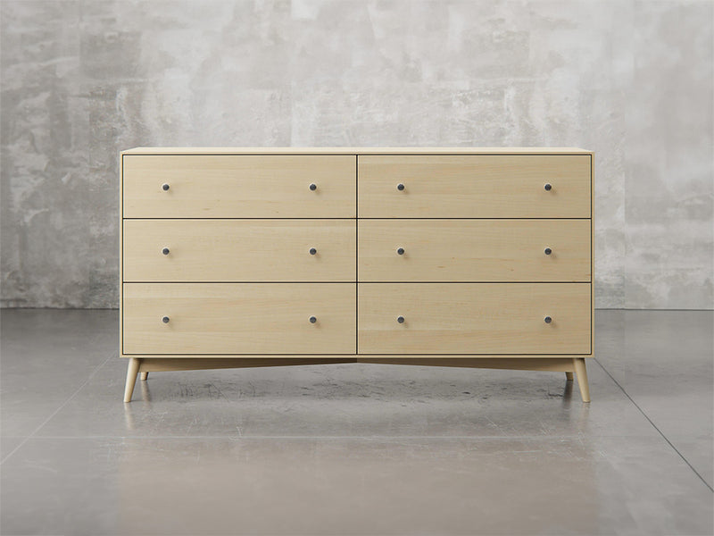 Bellevue dresser front view in natural brown maple finish.