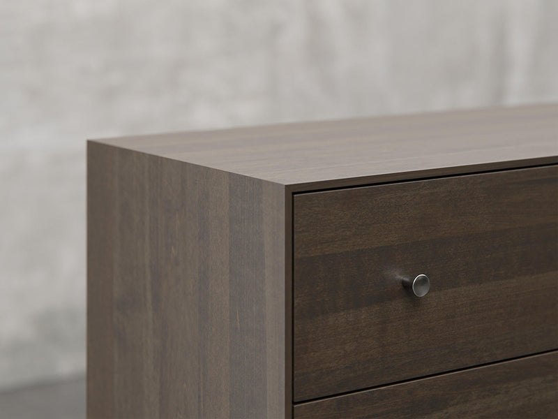 Bellevue dresser close up view in shadow stain.