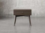 Bellevue nightstand front view in shadow stain.