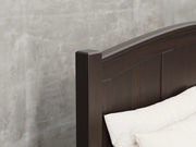 Fullerton bed frame close up view in onyx stain.
