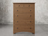 Fullerton chest front view in almond stain.