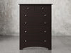 Fullerton chest front view in ebony stain.