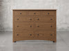 Fullerton dresser front view in almond stain.