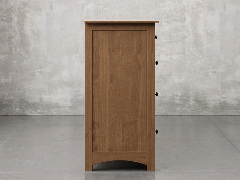 Fullerton dresser side view in almond stain.