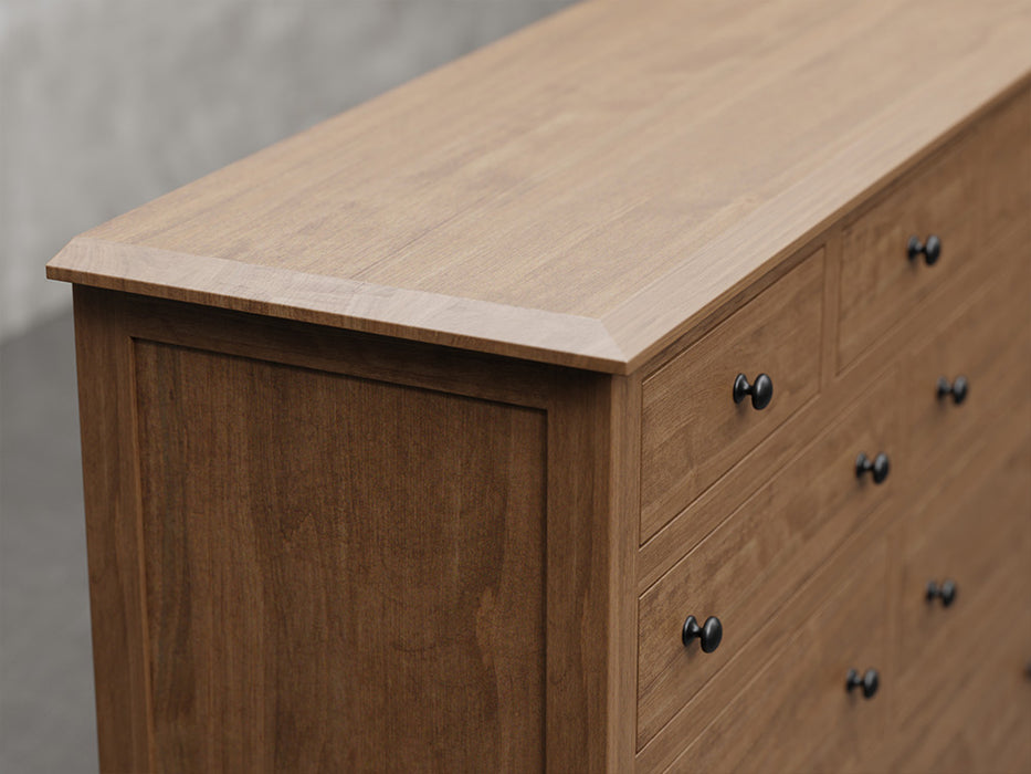 Fullerton dresser close up view in almond stain.