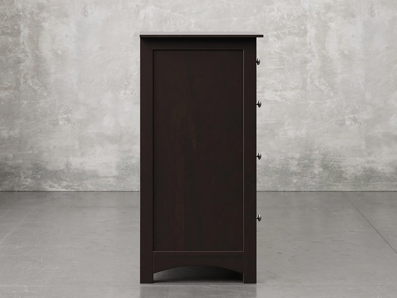 Fullerton dresser side view in onyx stain.