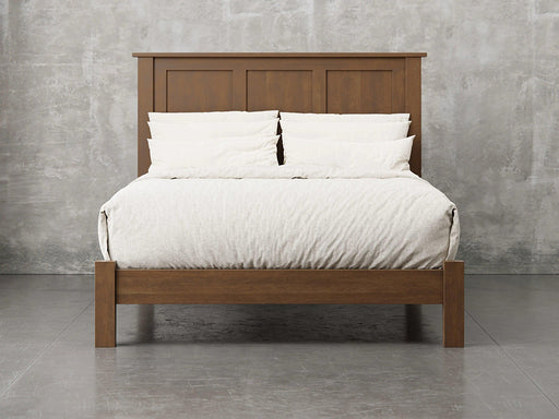 Lansing bed front view in cappuccino stain.