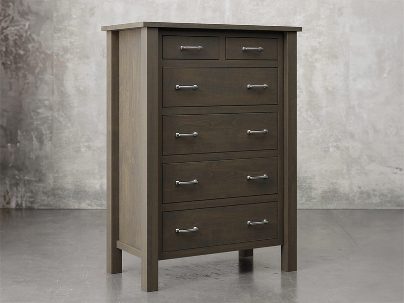 Lansing chest angle view in antique slate stain.