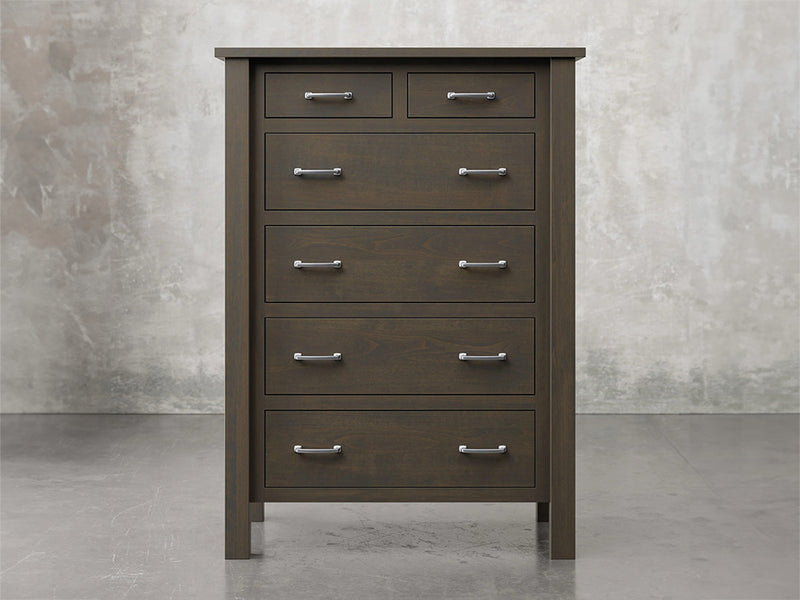 Lansing chest front view in antique slate stain.