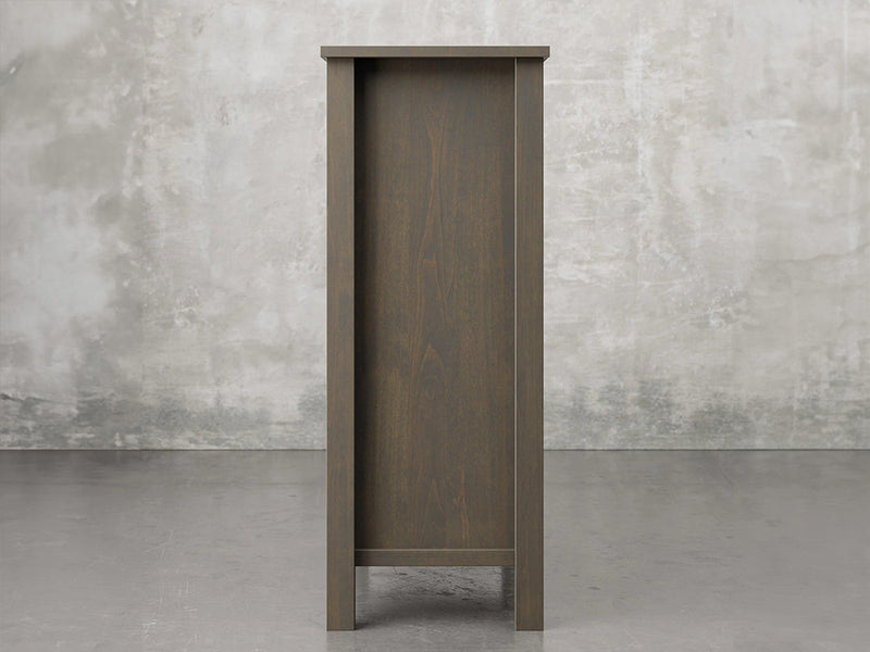 Lansing chest side view in antique slate stain.