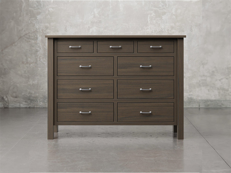 Lansing dresser front view in antique slate stain.