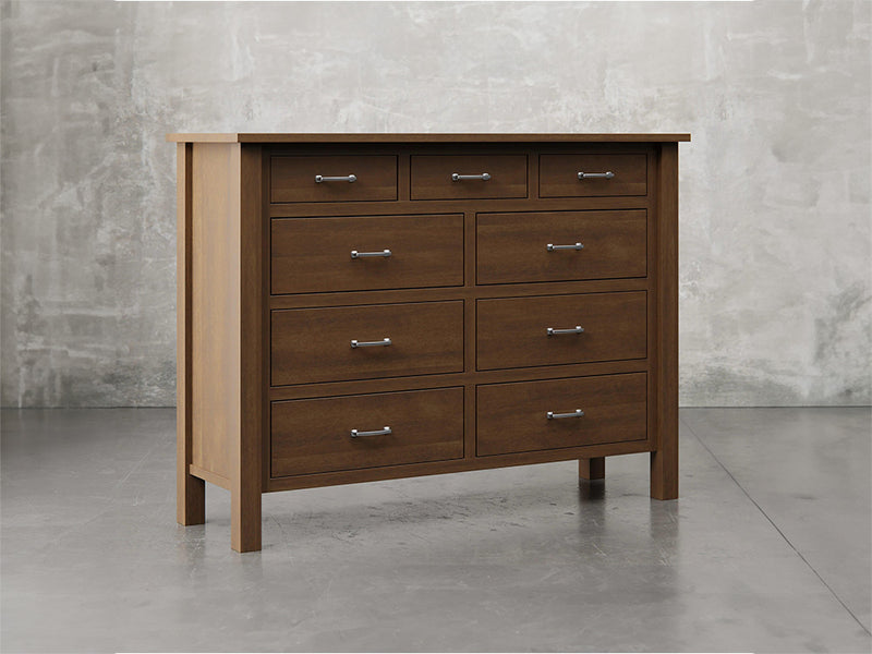 Lansing dresser angle view in cappuccino stain.