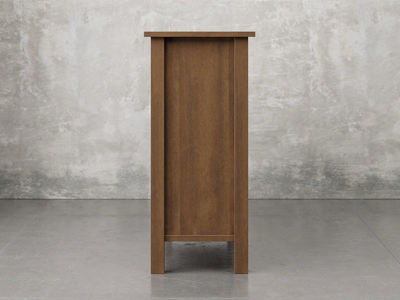 Lansing dresser side view in cappuccino stain.