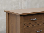 Lansing dresser close up view in cappuccino stain.