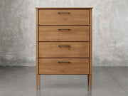 Nashville chest front view in brown maple, almond finish.