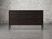 Nashville dresser front view in brown maple, onyx finish.