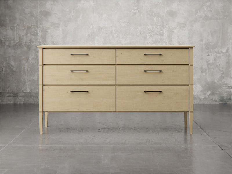 Nashville dresser front view in natural hard maple finish.