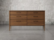 Nashville dresser front view in natural walnut finish.