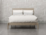 Nashville bed front view in brown maple, bel-air finish.