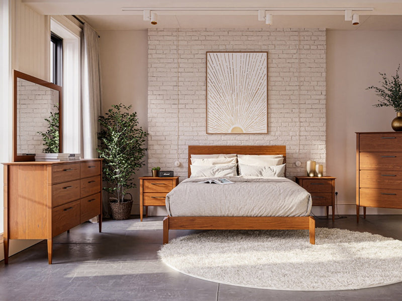 Nashville bed, chest, dresser and nightstands in a room setting.