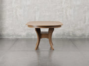 Providence dining table side view in almond stain.