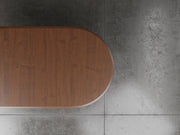 Providence dining table top view in earthtone stain.