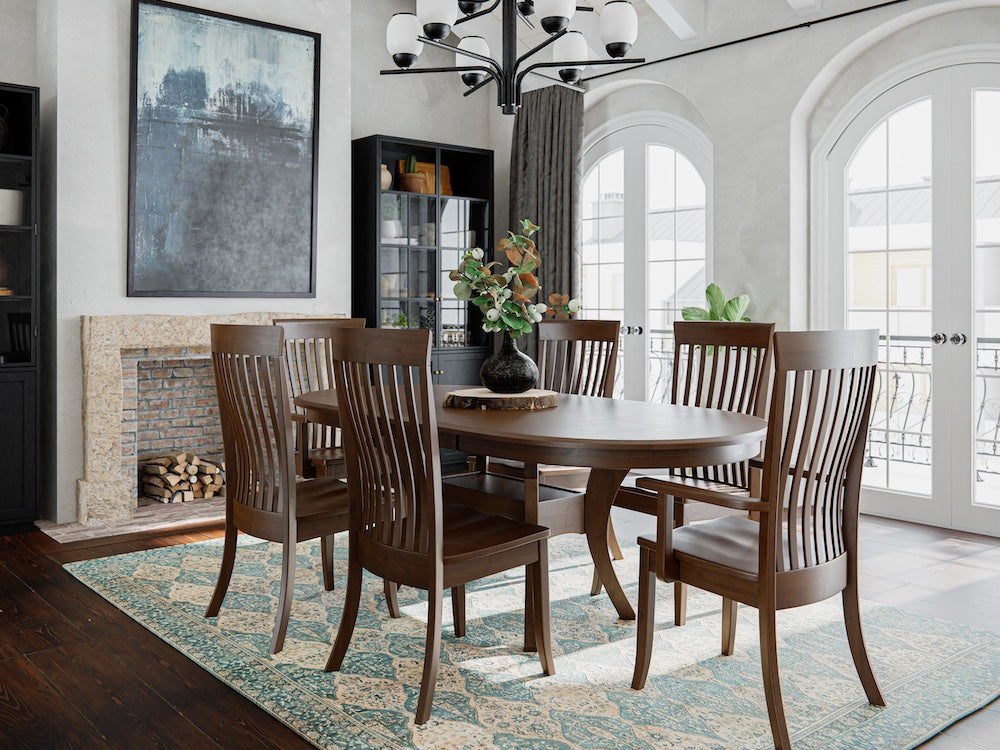Providence dining table and side chairs in a room setting.