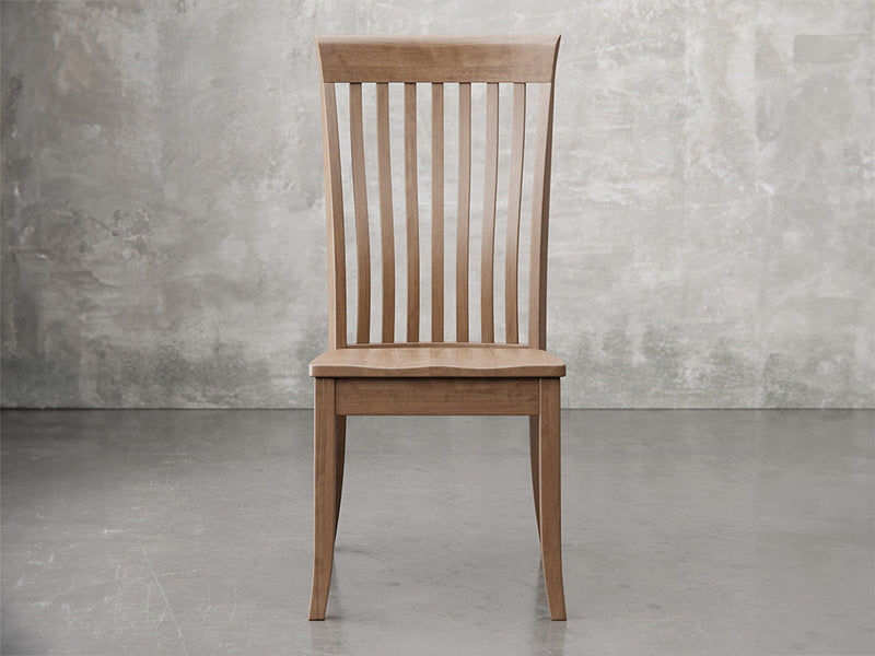 Providence side chair front view in almond stain.