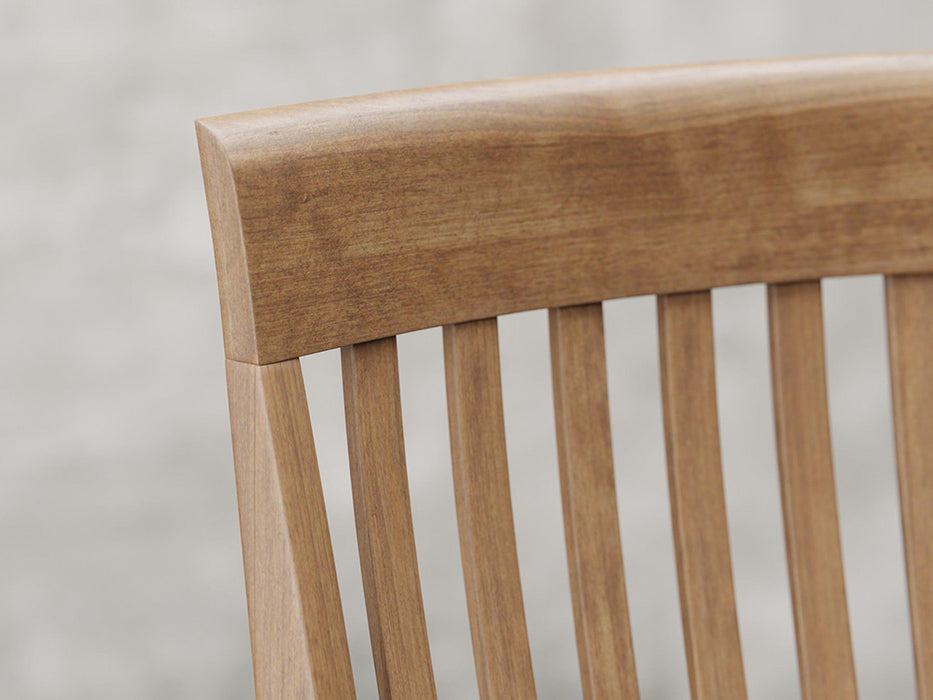 Providence side chair close up view in almond stain.