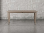 Raleigh shaker leg dining table front view in driftwood stain.