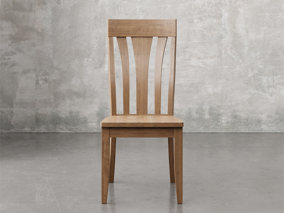 Raleigh side chair front view in almond stain.
