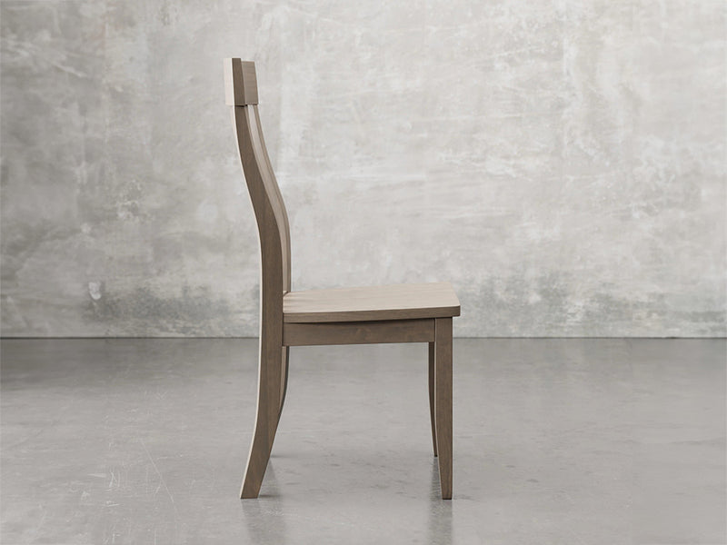Raleigh side chair side view in driftwood stain.