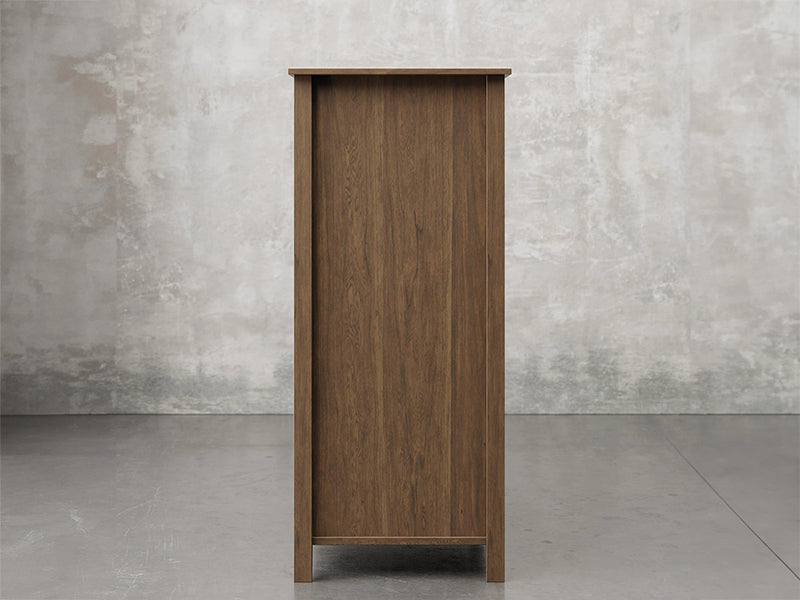 Rochester chest side view in cappuccino stain.