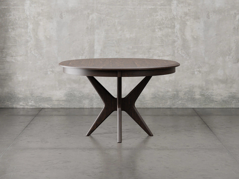 Stamford dining table front view in briar stain.