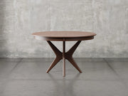 Stamford dining table front view in earthtone stain.